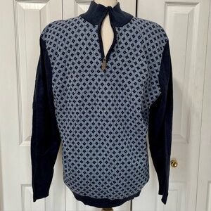 Tasso Elba Navy and Gray Cotton Sweater